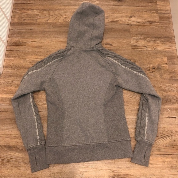LULULEMON Gray Limited Edition Cable-Knit Scuba Hoodie Neon Yellow Sz Small (?) - Picture 2 of 10